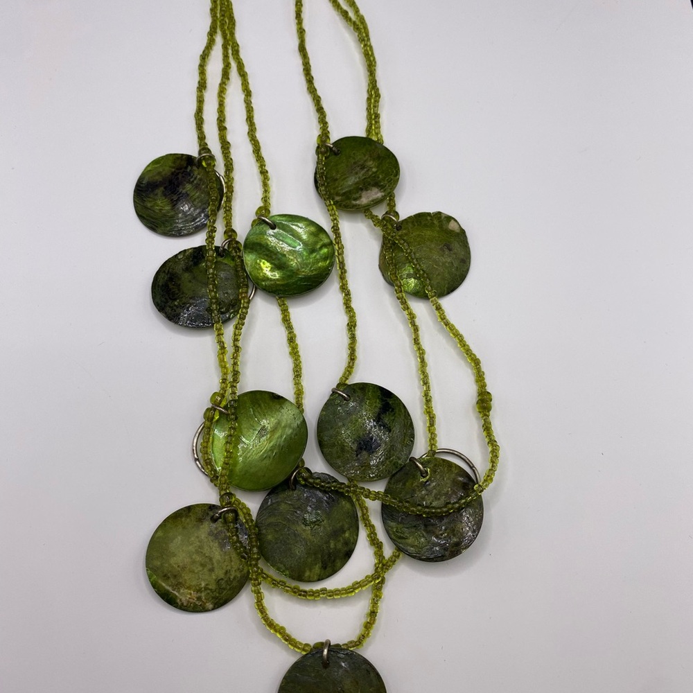Green Shell Disc Necklace